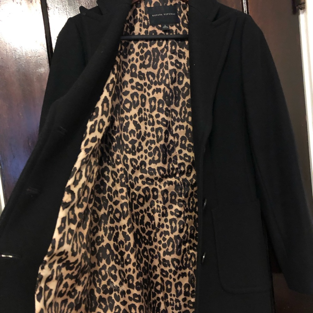 Banana Republic Wool Coat w/ Leopard Lining.